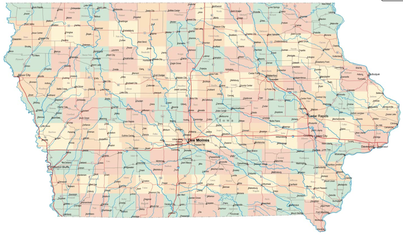 Iowa DOT transportation map